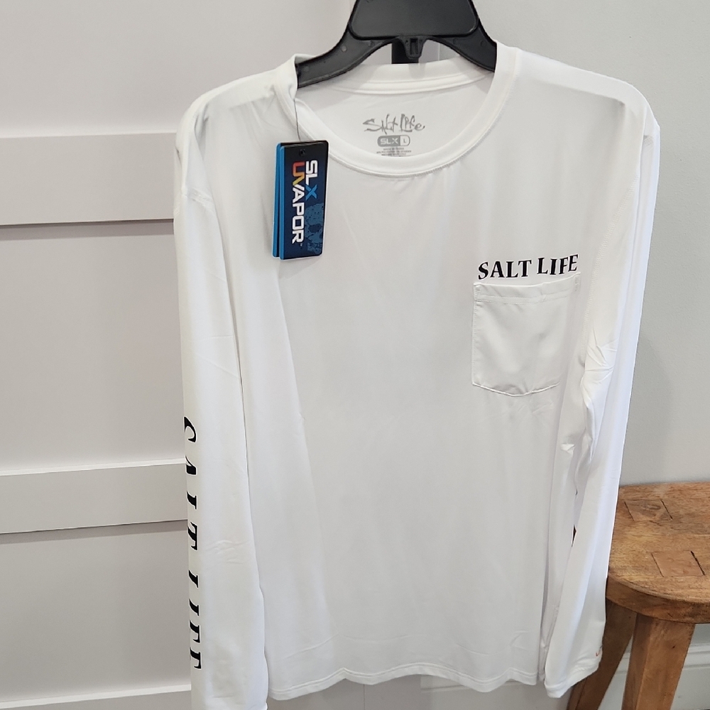 Salt Life White Long-Sleeve Performance Pocket Tee